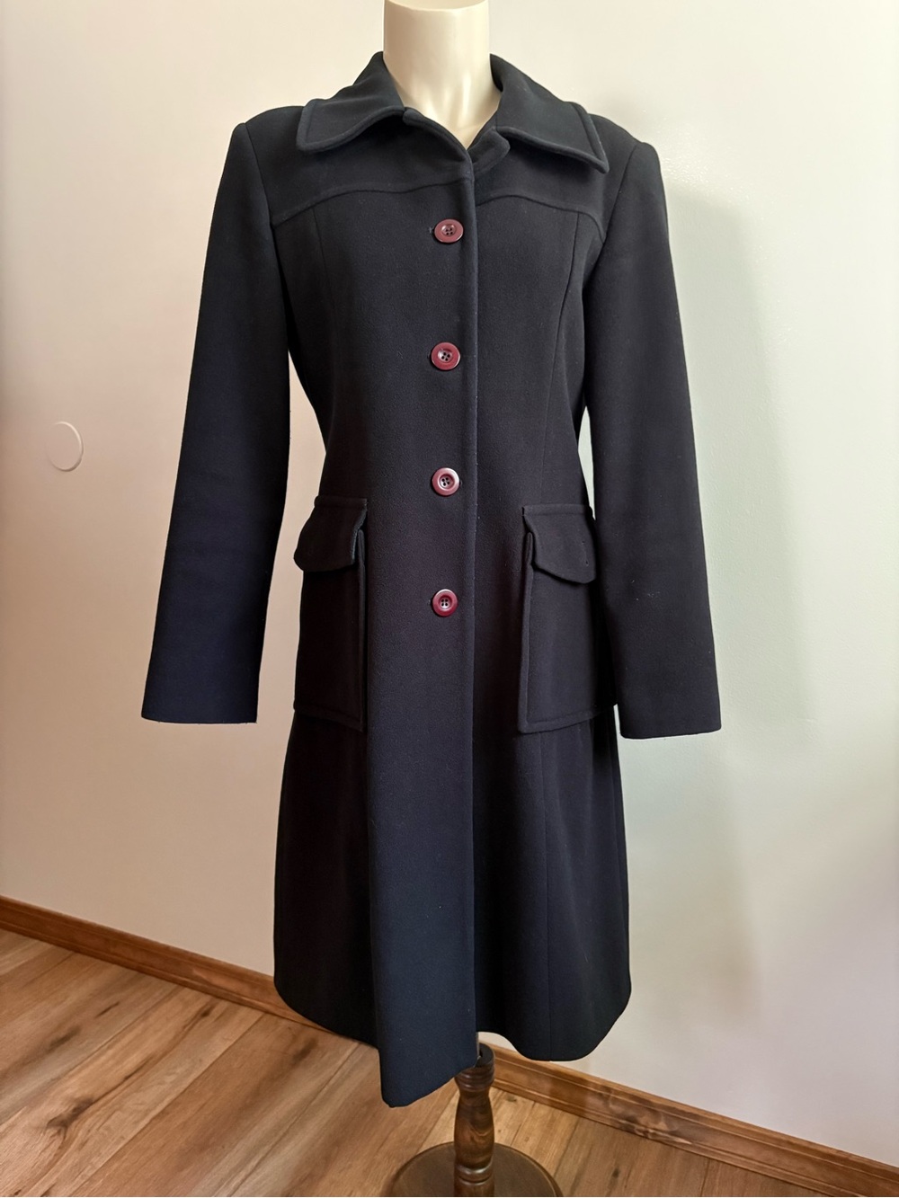 Vintage United Colors of Benetton Wool Coat Black Made in Italy See Measurement